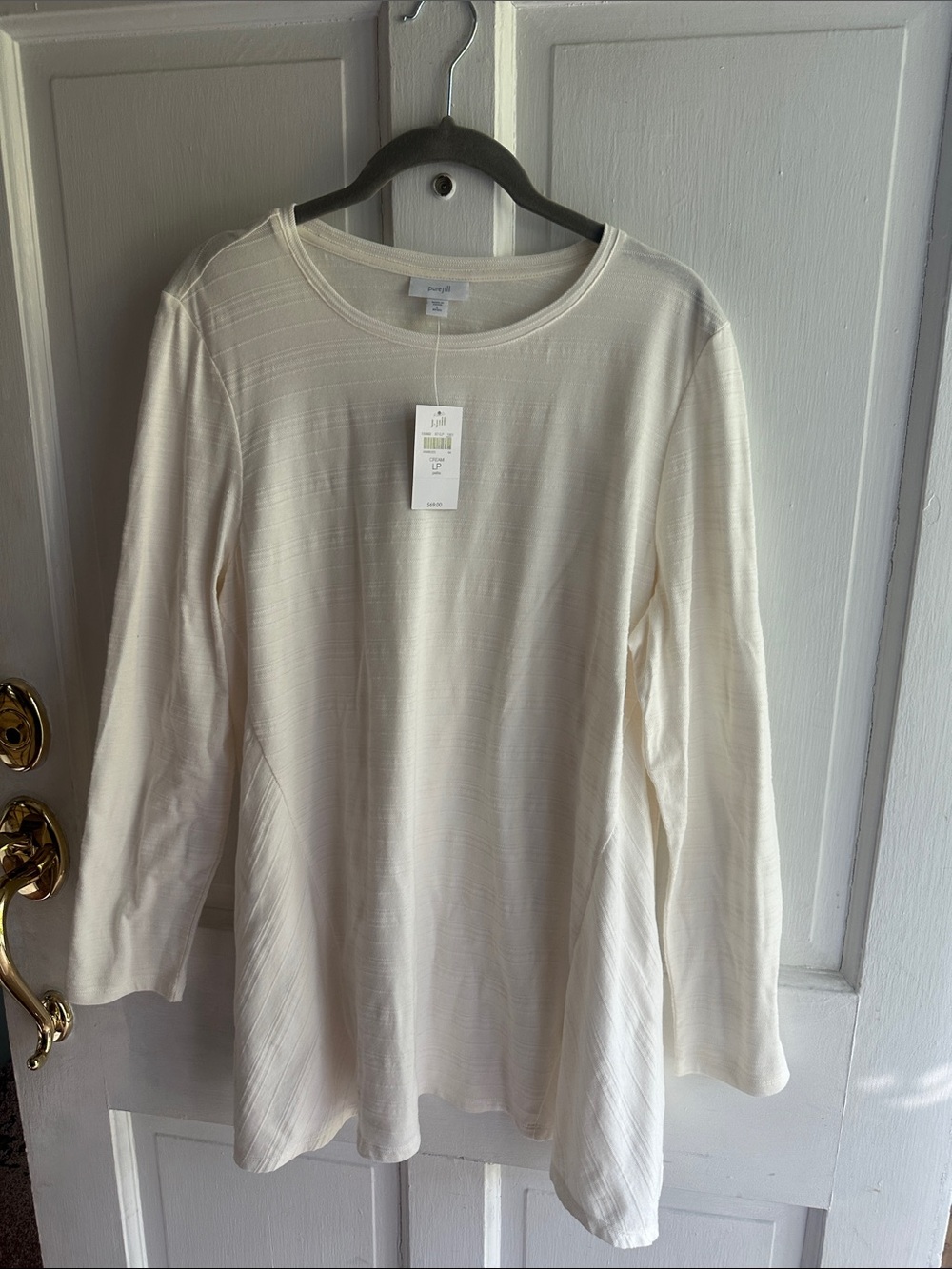 Purejill Long-Sleeve Ivory A-Line Knit Top